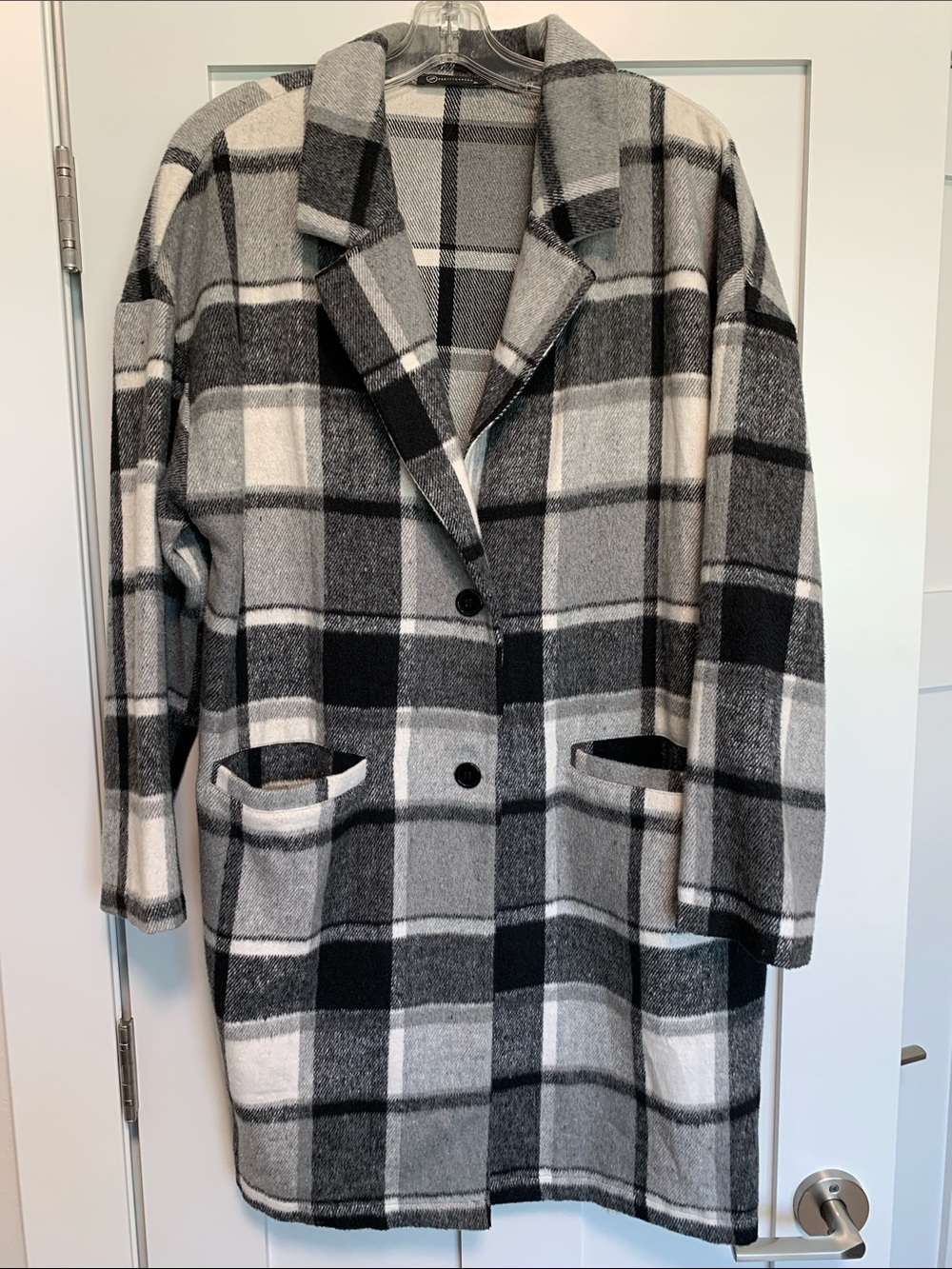 Womens Checked Blazer - Black & Gray